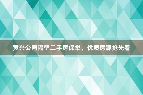 黄兴公园隔壁二手房保举，优质房源抢先看