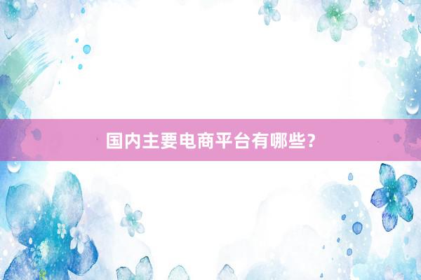 国内主要电商平台有哪些？